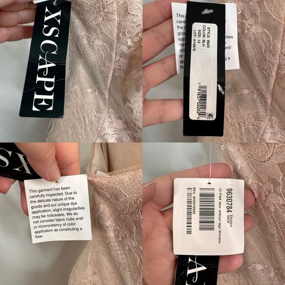 NWT XSCAPE Lace Mermaid Gown Blush Halter Formal Bridesmaid Prom Dress Size 12 - Picture 12 of 14